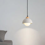 Contemporary Scandinavian Cement Dome Glass Shade 1-light Pendant Light for Bedroom BulbSquare