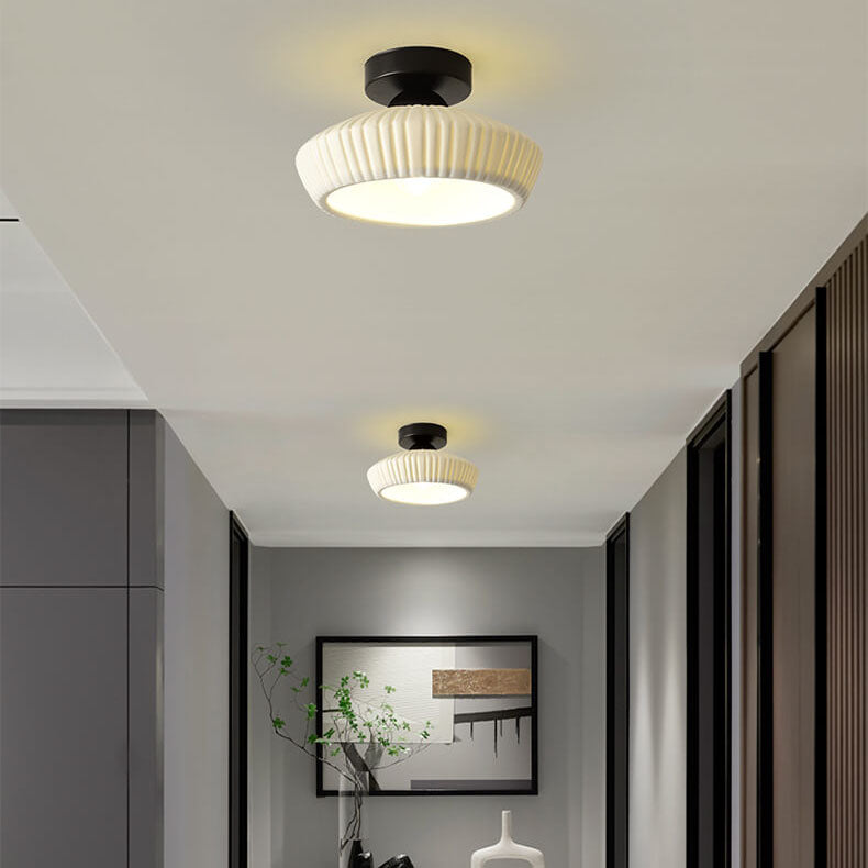 Modern Light Luxury Ceramic Disc 1-light Semi-flush Mount Lighting
