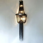 Traditional Vintage Aluminum Iron Tassel Sprocket 4-Light Wall Sconce Lamp For Living Room