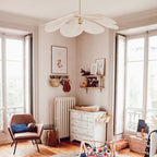 Contemporary Boho Petal Fabric Metal Lampshade 1-Light Pendant Light For Living Room Lumendat