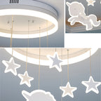 Lumendat Contemporary Nordic Kids Iron Acrylic Round Unicorn Star LED Flush Mount Ceiling Light For Bedroom Lumendat
