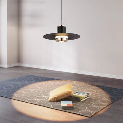 Modern Minimalist Cylinder Flying Saucer Metal LED Pendant Light for Living Room