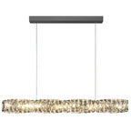 Modern Simplicity Stainless Steel Crystal Strip LED Island Light Pendant Light for Dining Room BulbSquare