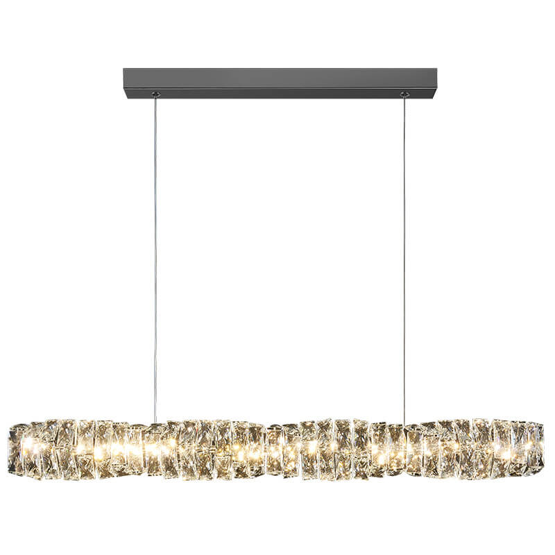 Modern Simplicity Stainless Steel Crystal Strip LED Island Light Pendant Light for Dining Room