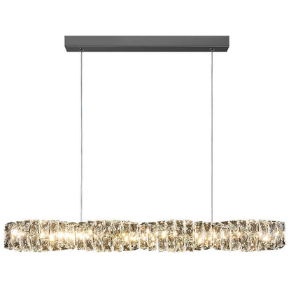 Modern Simplicity Stainless Steel Crystal Strip LED Island Light Pendant Light for Dining Room