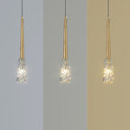 Contemporary Luxury Full Copper Water-ripple Glass Shade 1-light Pendant Light for Living Room