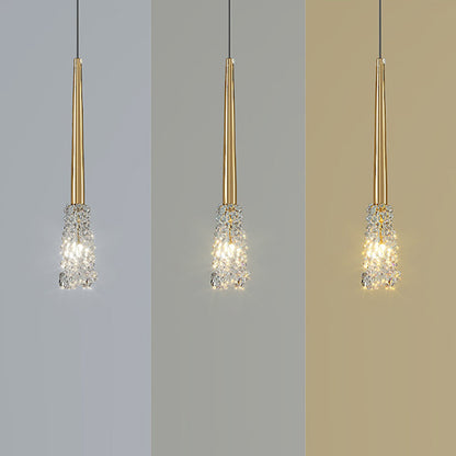 Contemporary Luxury Full Copper Water-ripple Glass Shade 1-light Pendant Light for Living Room