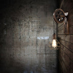 Vintage Industrial Iron Pulley Cage 1-Light Wall Sconce Lamp Lumendat
