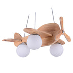 Lumendat Contemporary Creative Wooden Propeller Plane 3-Light Kids Chandelier For Living Room Lumendat