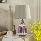 Nordic Vertical Pattern Ceramic Fabric 1-Light Table Lamp Lumendat