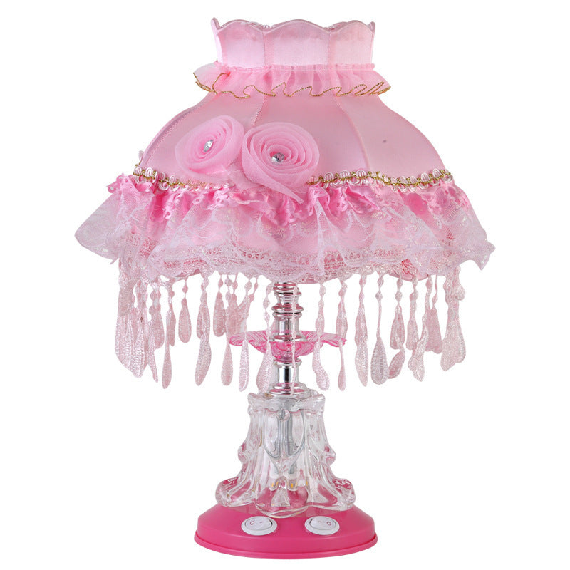 European Style Wedding Fabric Glass 1-Light Table Lamp Lumendat