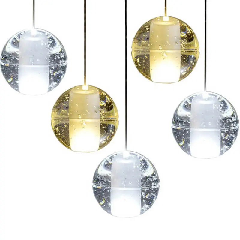 Modern Luxury Staircase Crystal Orb Ball Shade LED Loft Chandelier Lumendat