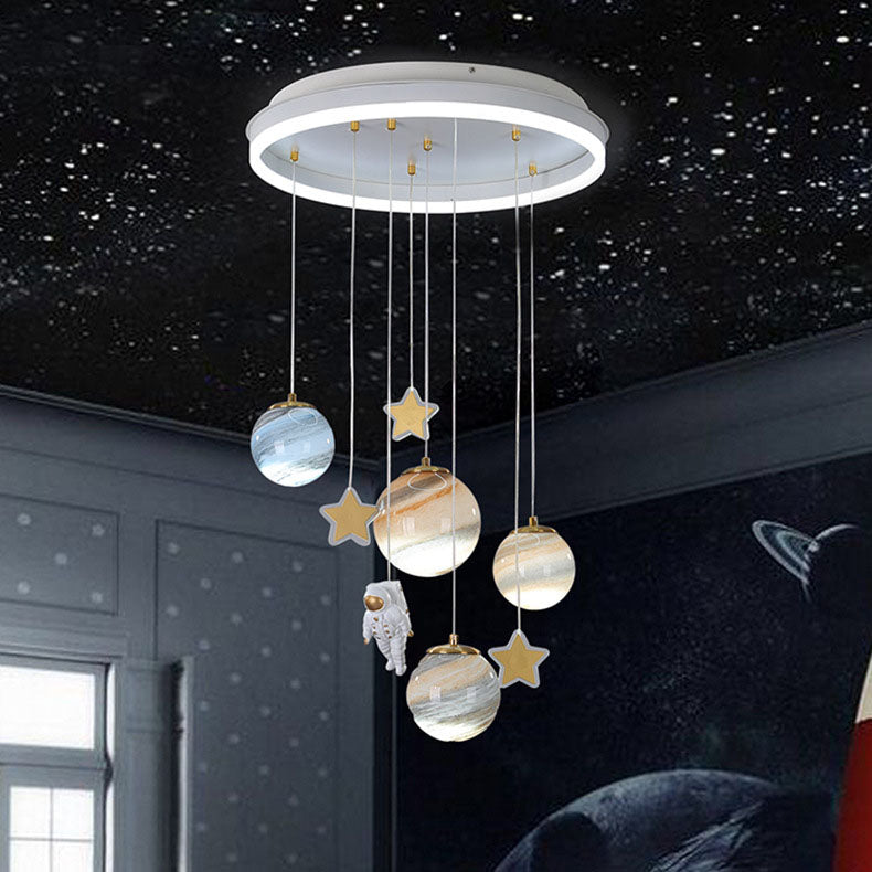 Lumendat Contemporary Creative Aluminum Round Shade Acrylic Glass Ball LED Kid's Flush Mount Ceiling Light For Bedroom Lumendat