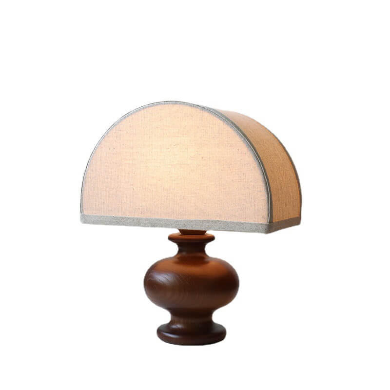 Japanese Wabi-sabi Vintage Solid Wood Fabric 1-Light Table Lamp Lumendat