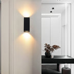 Modern Simple Outdoor Waterproof Aluminum Glass Cylinder 2-Light Wall Sconce Lamp