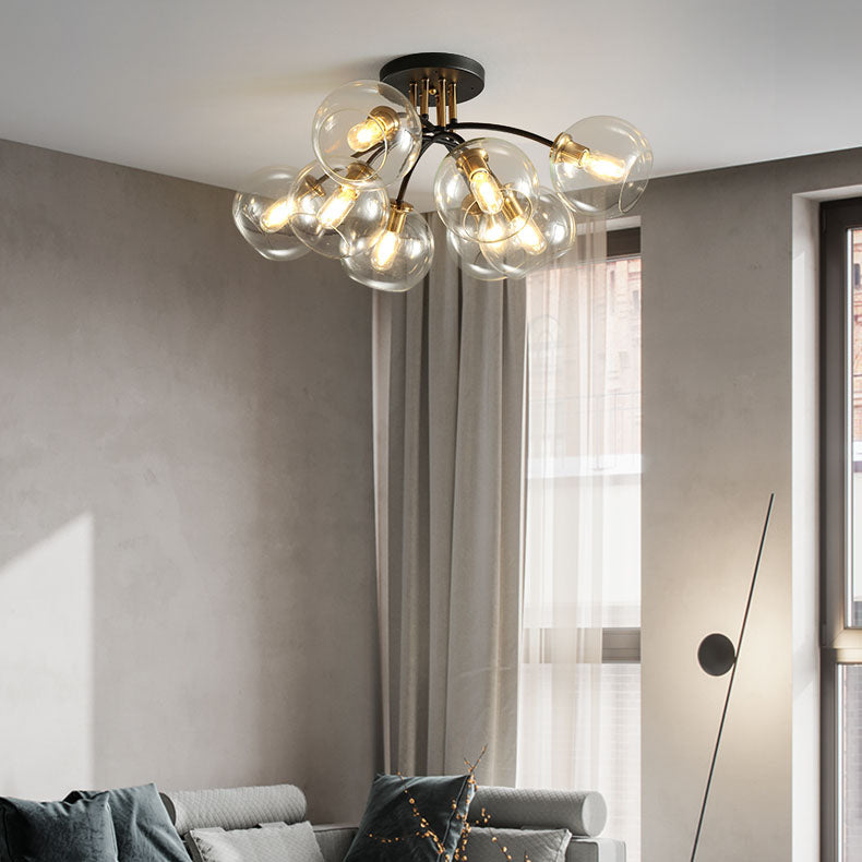 Modern Light Luxury Glass Magic Bean Round 4/6/8 Light Semi-Flush Mount Ceiling Light Lumendat