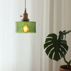 Contemporary Nordic Brass Iron Glass Clear Round Drum Copper 1-Light Pendant Light For Living Room & Bedroom Lumendat