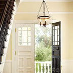 Traditional Rustic Round Glass Bucket Iron Candelabra 3-light Chandelier for Living Room Lumendat