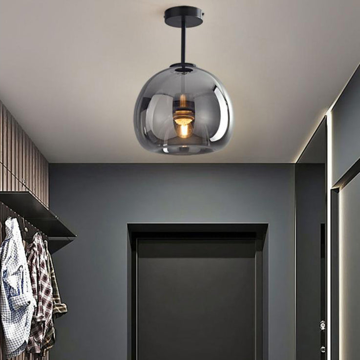 Nordic Light Luxury Round Glass Ball 1-Light Semi-Flush Mount Ceiling Light Lumendat