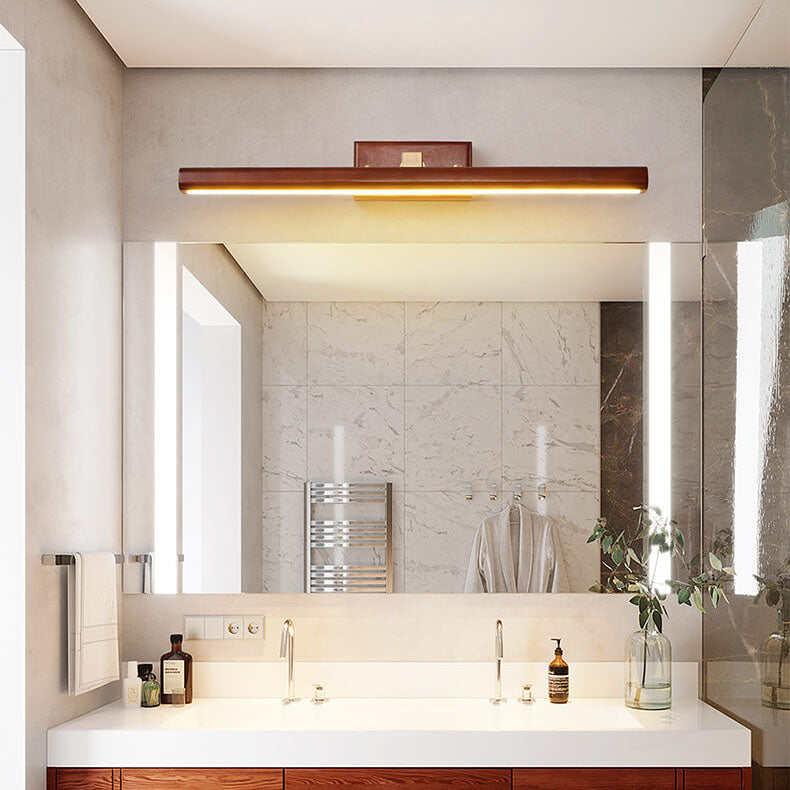 Nordic Minimalist Beechwood Copper Cylinder LED Bathroom Vanity Mirror Front Wall Sconce Lamp For Living Room & Bathroom Lumendat