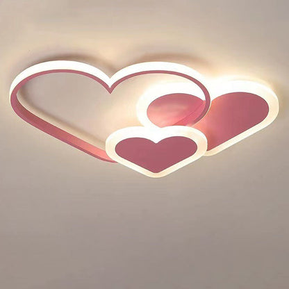Contemporary Scandinavian Heart Shape Acrylic Metal LED Flush Mount Ceiling Light for Bedroom