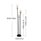 Industrial Retro Iron Black-Finished Frame Glass Ball 3-Light Standing Floor Lamp Lumendat