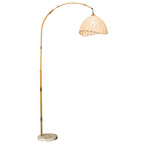Vintage Fabric Marble Fishing Imitation Bamboo Rod 1-Light Standing Floor Lamp Lumendat