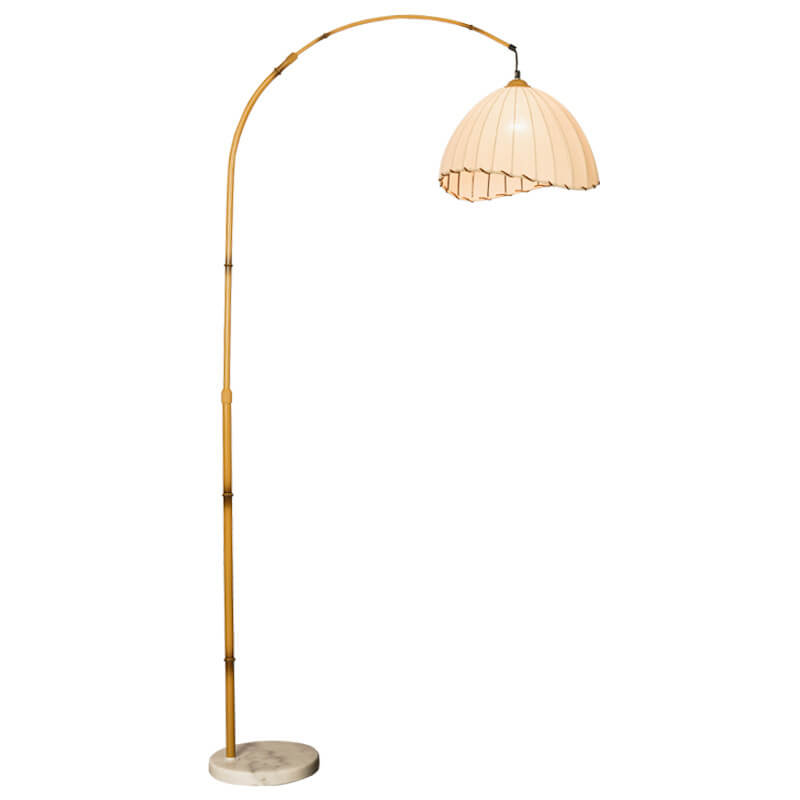 Vintage Fabric Marble Fishing Imitation Bamboo Rod 1-Light Standing Floor Lamp Lumendat
