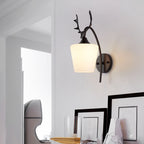 Nordic Creative Antler Glass Cone Shade 1-Light Wall Sconce Lamp for Living Room