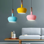Nordic Macaron Aluminum Dome Bottle 1-light Pendant Light BulbSquare