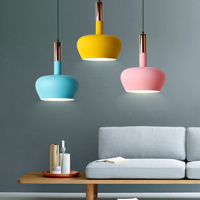 Nordic Macaron Aluminum Dome Bottle 1-light Pendant Light