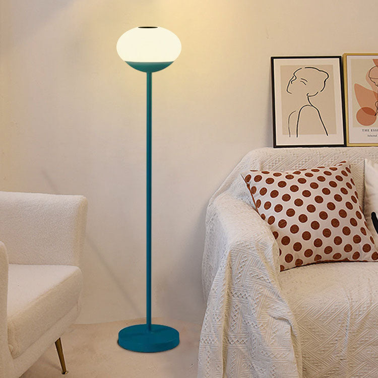 Solar Modern Minimalist Wrought Iron PE Oval LED Outdoor Standing Floor Lamp Lumendat