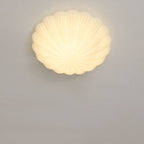 Modern French Cream Shell Glass LED Flush Mount Ceiling Light BulbSquare