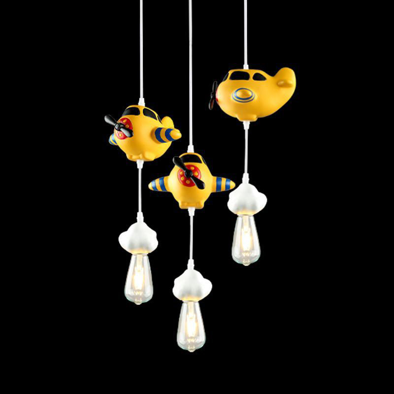 Lumendat Modern Art Deco Kids Resin Airplane Cloud 1/3 Light Chandelier For Dining Room Lumendat