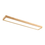 Japanese Minimalist Log Rectangular Walnut LED Flush Mount Ceiling Light BulbSquare