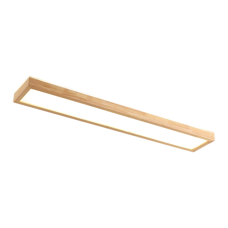Japanese Minimalist Log Rectangular Walnut LED Flush Mount Ceiling Light BulbSquare