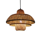 Japanese Vintage Triple Bamboo Weaving 1-light Pendant Light