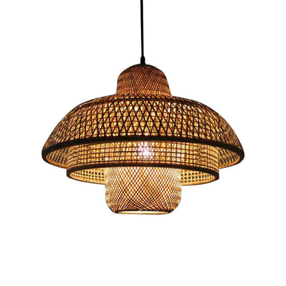 Japanese Vintage Triple Bamboo Weaving 1-light Pendant Light