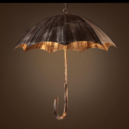 Retro Industrial 5-light Umbrella Chandelier – Copper & Silver Iron Shade