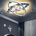 Lumendat Contemporary Creative Kids Round Spaceman Planet Iron Acrylic Resin LED Flush Mount Ceiling Light For Bedroom Lumendat