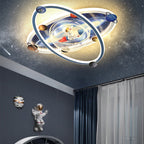 Lumendat Contemporary Creative Kids Round Spaceman Planet Iron Acrylic Resin LED Flush Mount Ceiling Light For Bedroom Lumendat