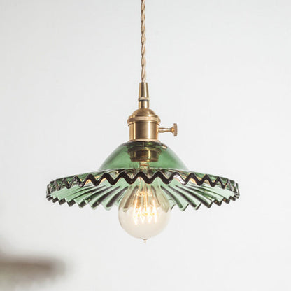 Traditional European Round Textured Glass 1-Light  Dome Lace Pendant Light