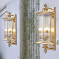 Contemporary Industrial Brass Finish Frame Glass Shade 1/3-Light Wall Sconce Lamp For Outdoor Patio Lumendat