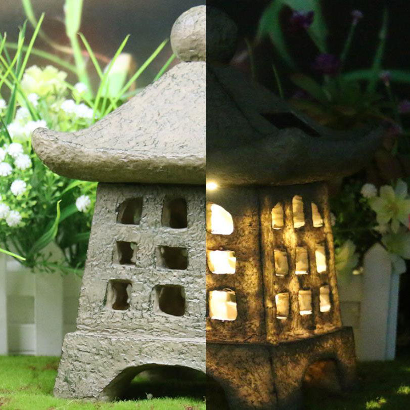 Solar House Pagoda Resin Outdoor Lawn Decorative Landscape Light Lumendat