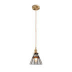 Japanese Vintage Brass Stained Glass Cone 1-light Pendant Light BulbSquare