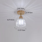 Japanese Vintage Wood Glass Cone Flower 1-light Semi-flush Mount Ceiling Light