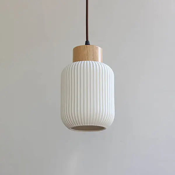 Nordic White Ceramic Cylindrical Jar 1-light Japanese Pendant Light Lumendat