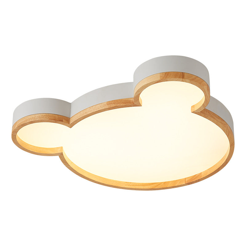 Lumendat Nordic Wood Bear Shape LED Kids Flush Mount Ceiling Light Lumendat