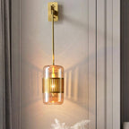 Contemporary Luxury Iron Glass Cylindrical 1-Light Wall Sconce Lamp for Bedroom & Living Room