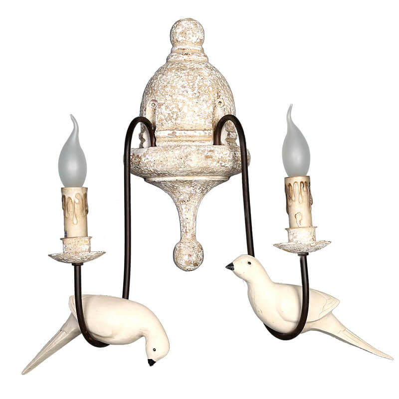 Vintage Rustic Wooden Bird Sconce 1/2 Light Wall Sconce Lamp Lumendat